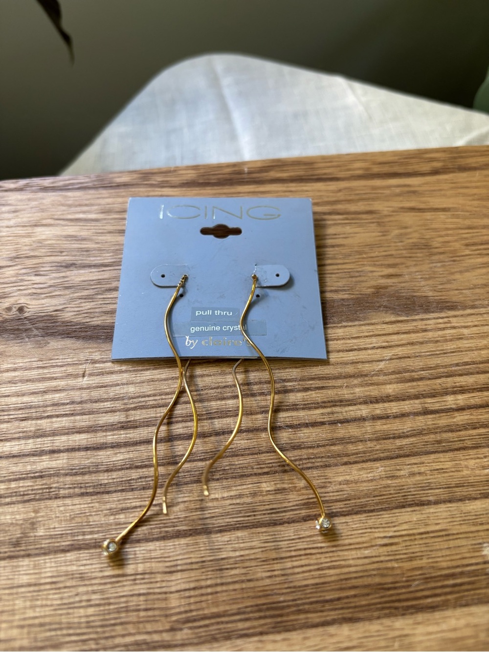 Gold Wavy Drop Earrings - Icing